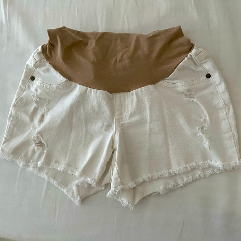 Jessica Simpson white maternity jean shorts